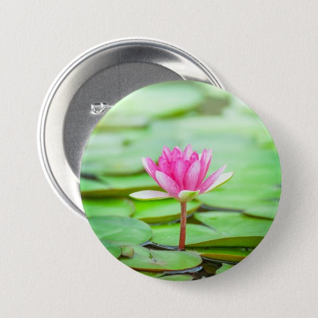 Pink Water Lily 7.5 Cm Round Badge (Front & Back)