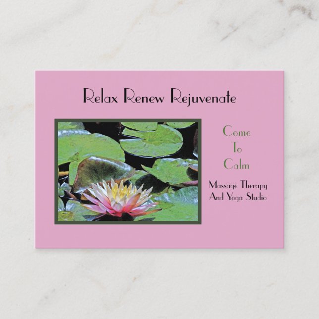 PINK WATER LILY AMONG LILY PADS BUSINESS CARD (Front)