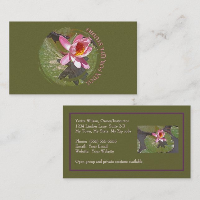 PINK WATER LILY AND LILY PADS/CUSTOMIZABLE BUSINESS CARD (Front/Back)