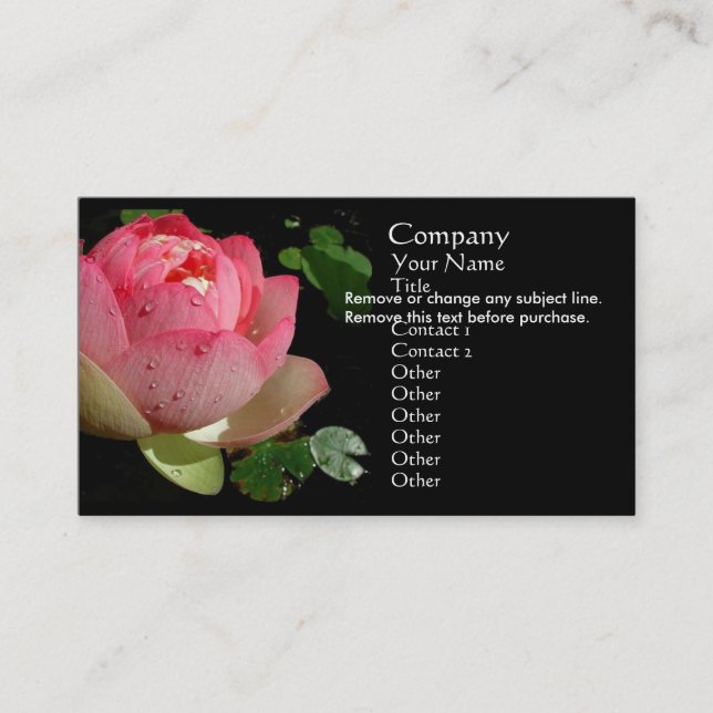 Pink Water Lily Business Card (Front)