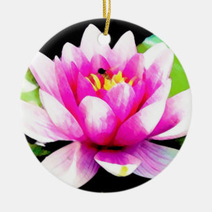 Pink water lily ceramic tree decoration