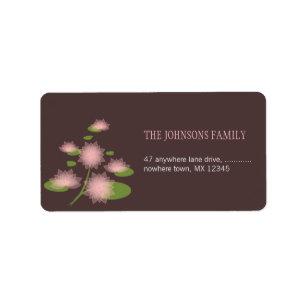 Pink Water Lily Elegant Contemporary Wedding Label
