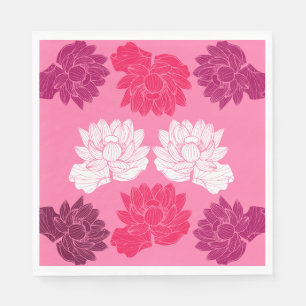 Pink Water lily Fabric Print Napkin