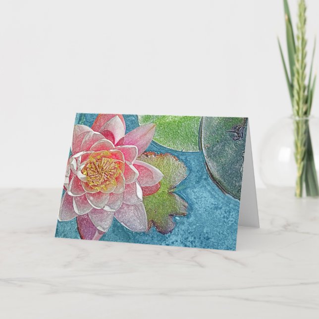 Pink Water Lily Flower Card (Front)