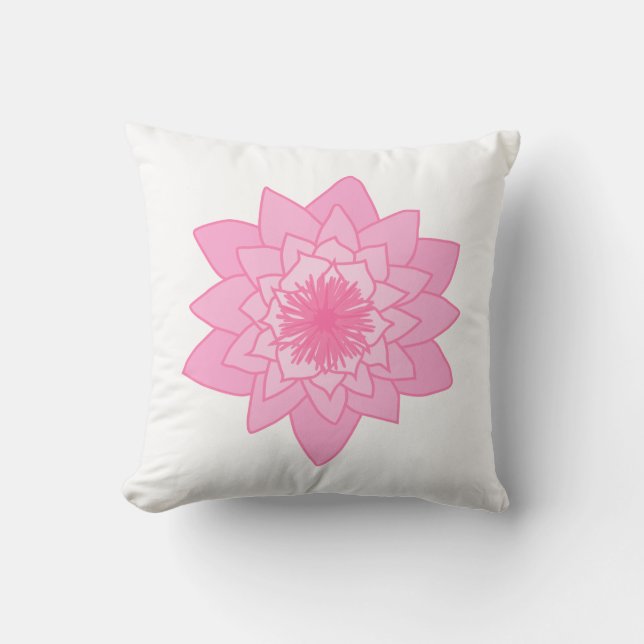 Pink Water Lily Flower. Cushion (Front)