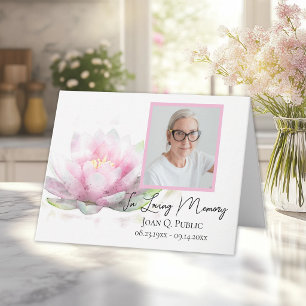 Pink Water Lily Flower Funeral Sympathy Thank You Card