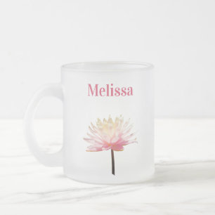 Pink Water Lily Frosted Coffee Mug Cup