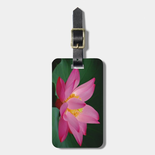 Pink Water Lily in Full Bloom Luggage Tag (Front Vertical)