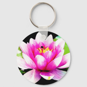 Pink water lily key ring