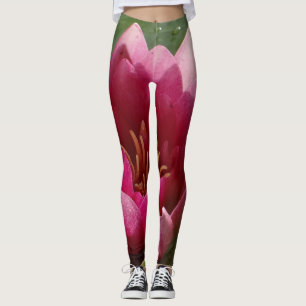 Pink water lily leggings