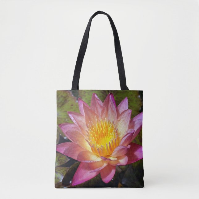 Pink Water Lily Photograph Tote Bag (Front)