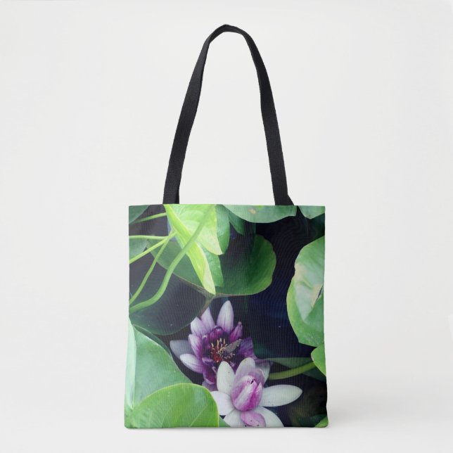 Pink water lily  photography tote bag (Front)
