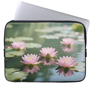 Pink Water Lily Pond Serenity Laptop Sleeve