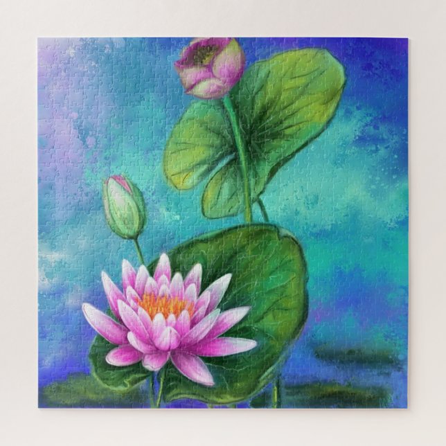 Pink Water Lily Puzzle Lilies (Vertical)
