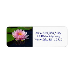 Pink Water Lily Return Address Label