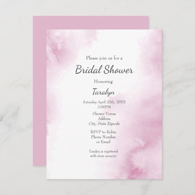 Pink Watercolor Abstract Frame Invitation (Front/Back)