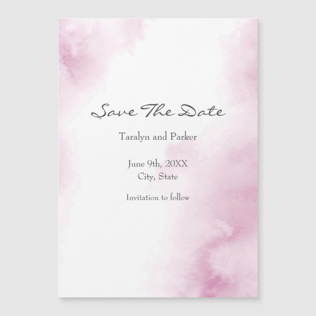 Pink Watercolor Abstract Frame  Magnetic Invitation (Front)