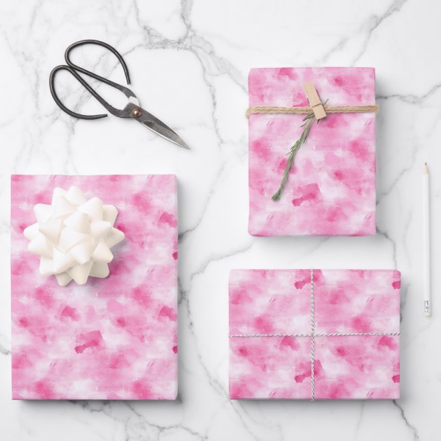 Pink Watercolor Abstract  Wrapping Paper Sheet (Front)