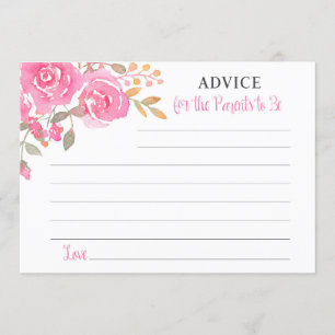 Pink Watercolor Advice for the Parents to Be Card