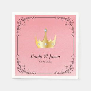 Pink Watercolor And Crown Napkin