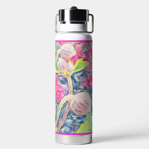 Pink Watercolor Anemone Blue Accents Hot-Cold use Water Bottle