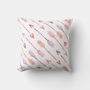 Pink Watercolor Arrows Pattern Cushion