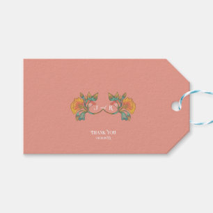 Pink Watercolor Art Nouveau Wedding Gift Tags