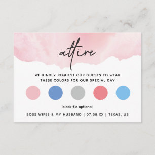 Pink Watercolor attire dress code card