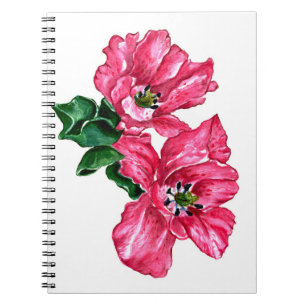Pink watercolor azaleas notebook
