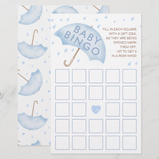 Pink Watercolor Baby Bingo Game Card (Front/Back)