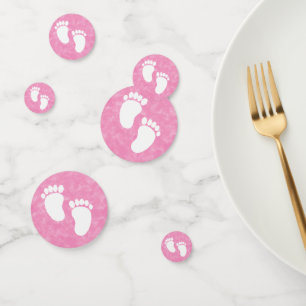 Pink Watercolor Baby Shower Foot Print Confetti