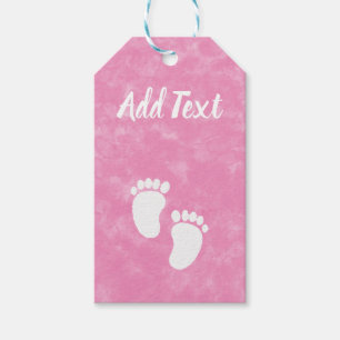 Pink Watercolor Baby Shower Foot Print Gift Tags