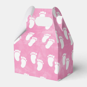 Pink Watercolor Baby Shower Footprint Pattern Favour Box