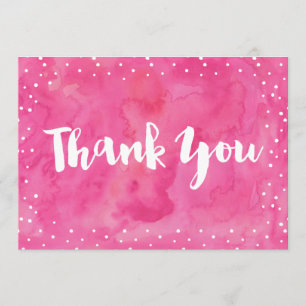 Pink Watercolor Baby Shower   Thank You Card
