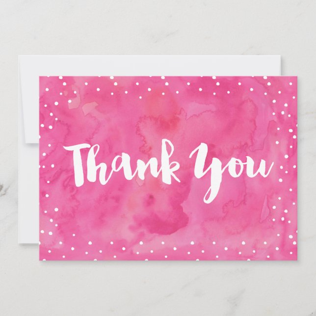 Pink Watercolor Baby Shower | Thank You Card (Front)