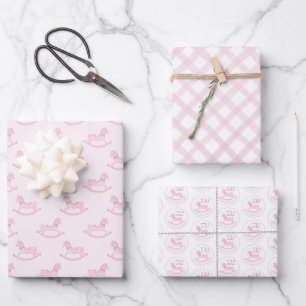 Pink Watercolor Baby Shower  Wrapping Paper Sheet