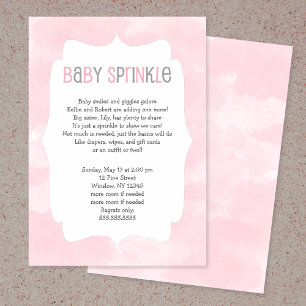 Pink Watercolor Baby Sprinkle, girl baby shower Invitation