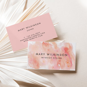 Pink Watercolor Background Business Card
