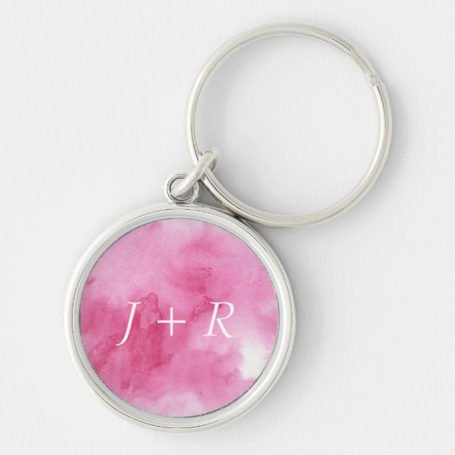 pink watercolor background for your key ring (Front)