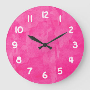 Pink Watercolor Background Large Clock