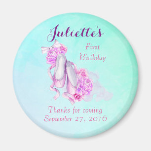 Pink Watercolor Ballet Shoes Birthday Thank You Magnet