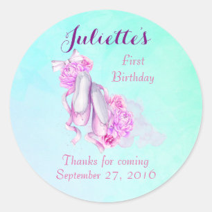 Pink Watercolor Ballet Slippers Birthday Thank You Classic Round Sticker