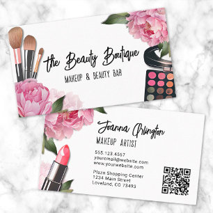 Pink Watercolor Beauty Makeup Artist Business Card