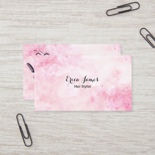 Pink Watercolor Beauty Salon Business Card