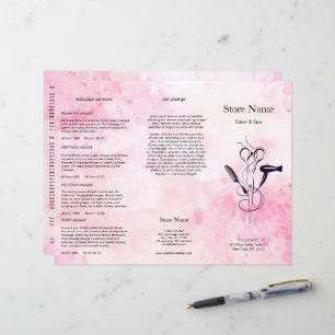 Pink Watercolor Beauty Salon Trifold Bruchure