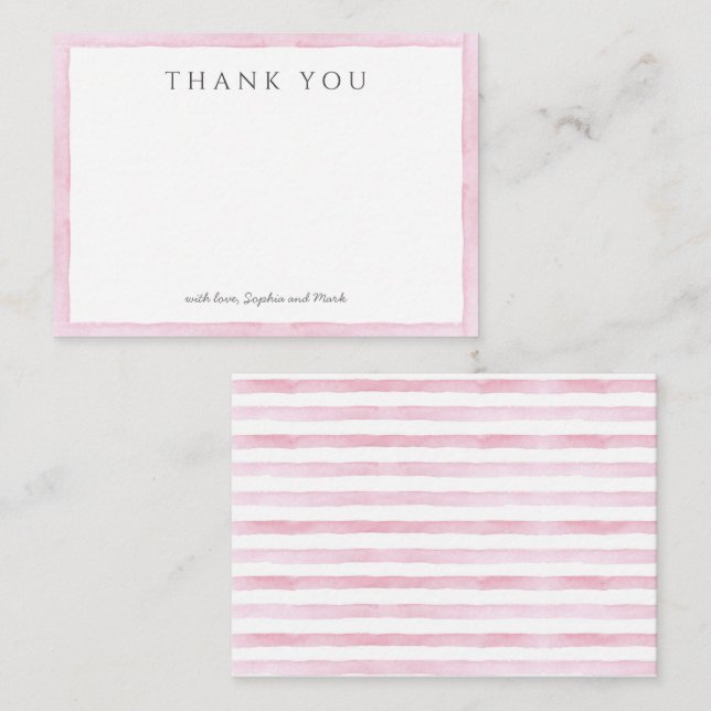 Pink Watercolor Birthday Thank You Card (Front/Back)