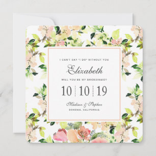 Pink Watercolor Blossom Pattern - Bridesmaid Invitation