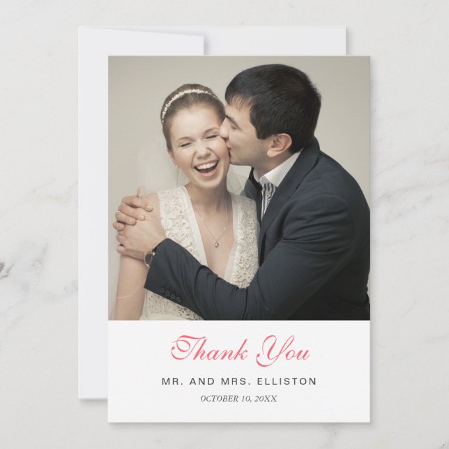 Pink Watercolor Blossom Pattern | Thank You Card (Front)