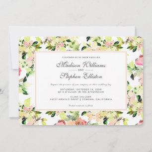 Pink Watercolor Blossom Pattern - Wedding Invitation