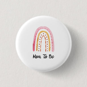 Pink Watercolor Boho Rainbow Mum To Be 3 Cm Round Badge